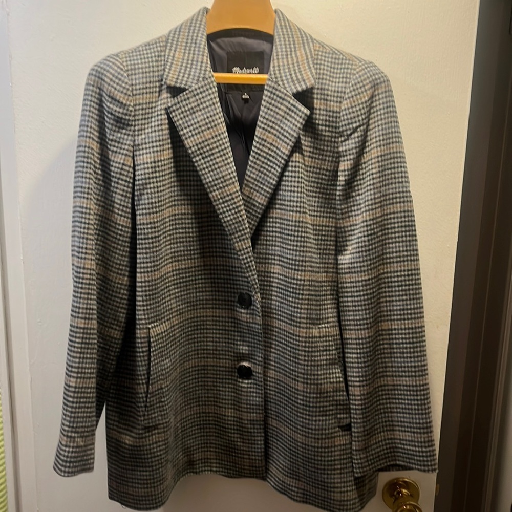 Madewell Women’s Jacket Medium Grey Checkered SEND OFFERS!